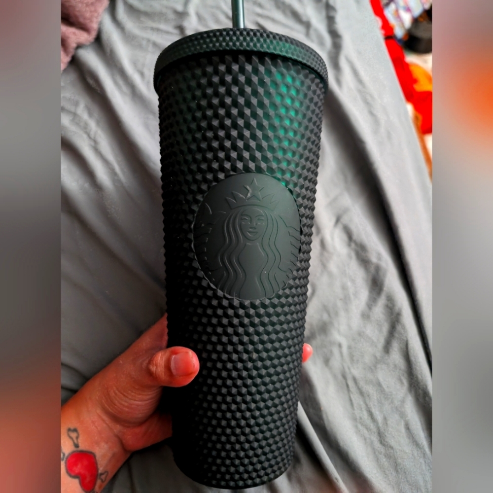 Green matte studded Starbucks tumbler
